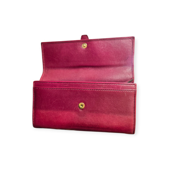 Gucci Plum Burgundy Leather Wallet with Gold Horseshoe Spur Clasp Authentic - Picture 5 of 10